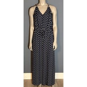 Ivanka Trump Blue Ivory Maxi Dress V-Neck Size 8